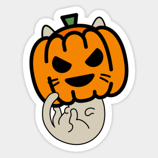 Smiling Pumpkin Mask Cat Sticker